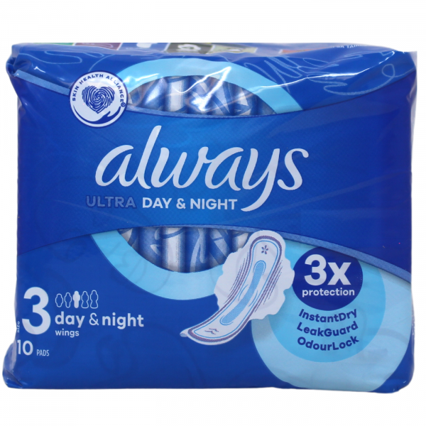 Always Ultra Size 3 Day & Night Pads - 10 Count