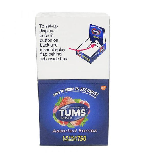 TUMS Extra Strength 750 Chewable Antacid Tablets - Assorted Berries (12 Rolls of 8)