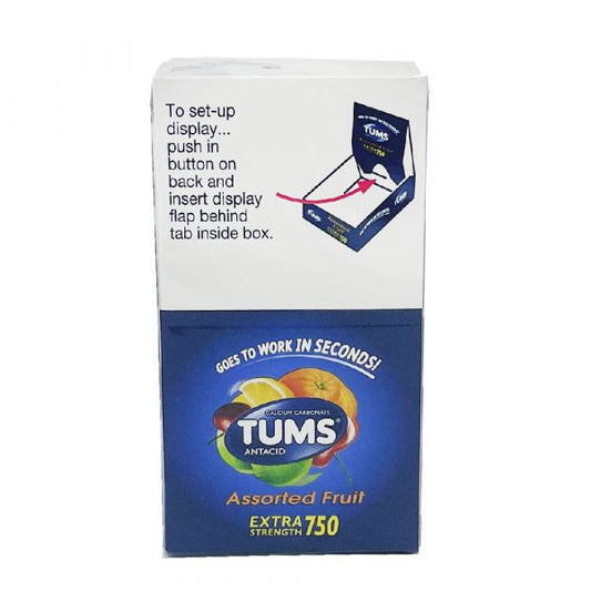 TUMS Extra Strength 750 Antacid Tablets - Assorted Fruit (12 Packs of 8 Chewable Tablets)