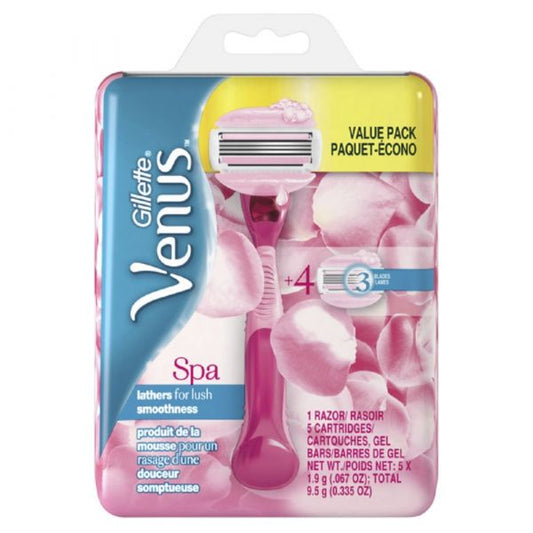 Gillette Venus Spa Razor + 5 Cartridges - Silky Smooth Skin
