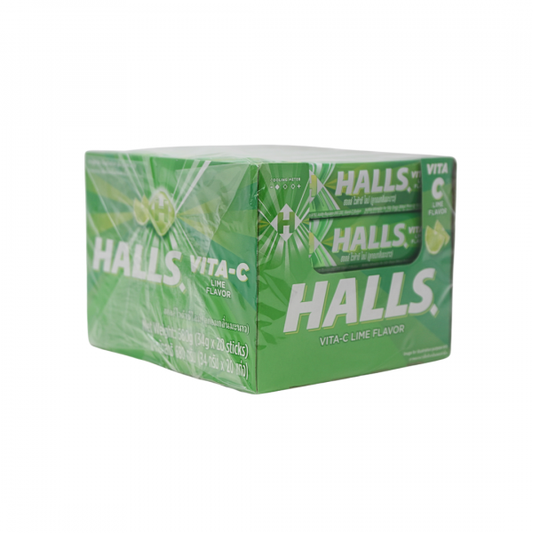 HALLS Vitamin C Lime Throat Drops - Soothing Relief, 20 Sticks