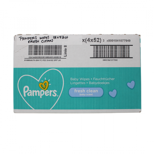 Pampers Fresh Clean Baby Wipes - 12 Packs of 52 Count (624 Total)