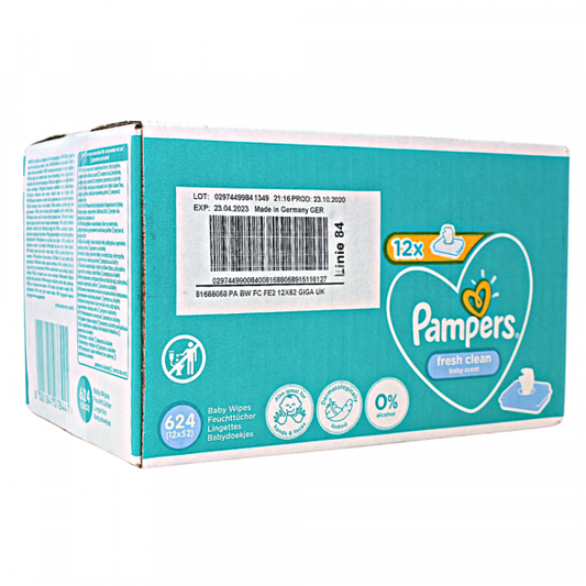 Pampers Fresh Clean Wipes 12-Pack (52 Count Each) - Gentle & Refreshing