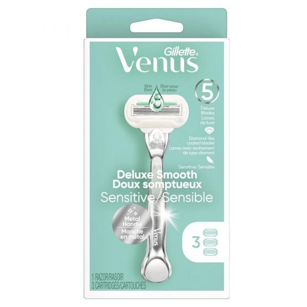 GILLETTE VENUS Deluxe Smooth Sensitive Razor + 3 Cartridges