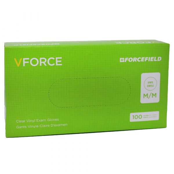 VFORCE Vinyl Clear Exam Gloves - 100 Count Medium