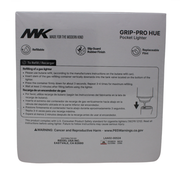 MK Flint Grip-Pro Hue Refillable Lighter - 50x10 Pack