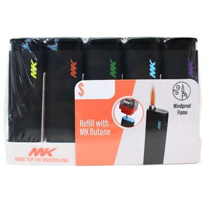 MK Jet Black Refillable Lighter - 50x10 Bulk Pack