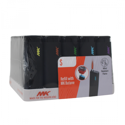 MK Jet Black Refillable Lighter - 50x10 Bulk Pack
