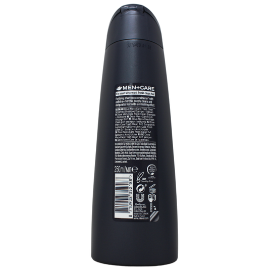 Dove Men+Care Fresh Clean 2in1 Shampoo 250ml - Deeply Cleansing & Refreshing