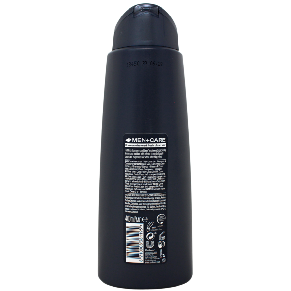 Dove Men+Care 2in1 Fresh Clean Shampoo 400ml - Deeply Cleansing and Refreshing