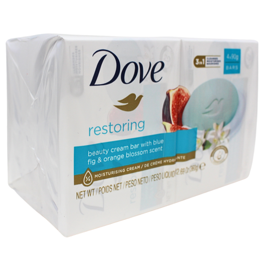Dove Restoring Bar Soap - Blue Fig & Orange Scent, 4 x 90g