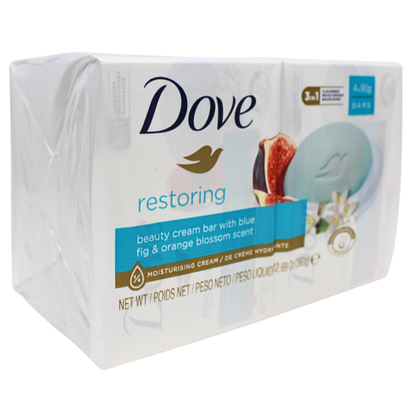 Dove Restoring Bar Soap - Blue Fig & Orange, 4 x 90g