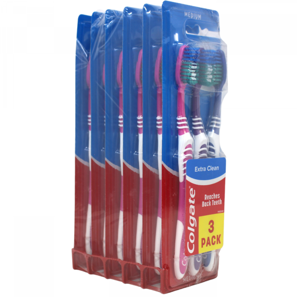 Colgate Extra Clean Medium Toothbrush 3-Pack - Creative & Detailed