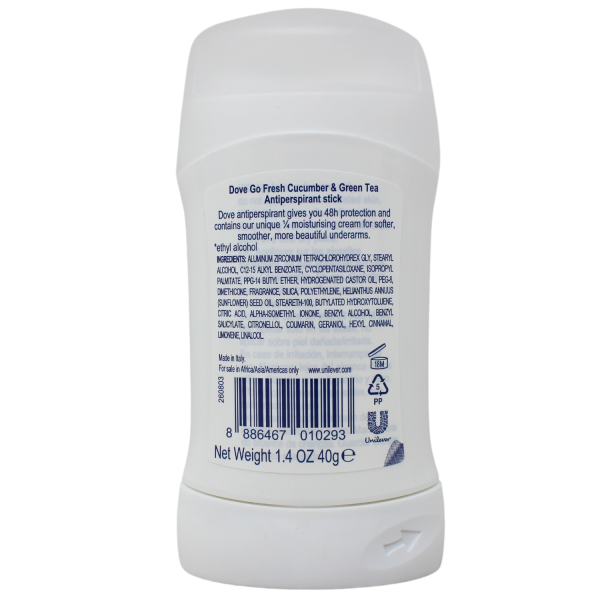 Dove Cucumber & Green Tea Deodorant Stick - 40g: Freshness & Care