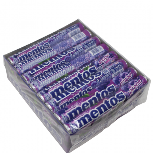 Mentos Grape Candy Rolls - 24 Pack (37g)