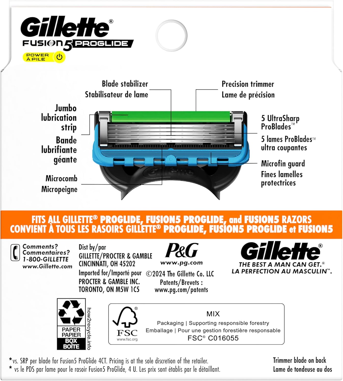 Gillette Fusion5 ProGlide Razor Blade Refills - 8 Cartridges