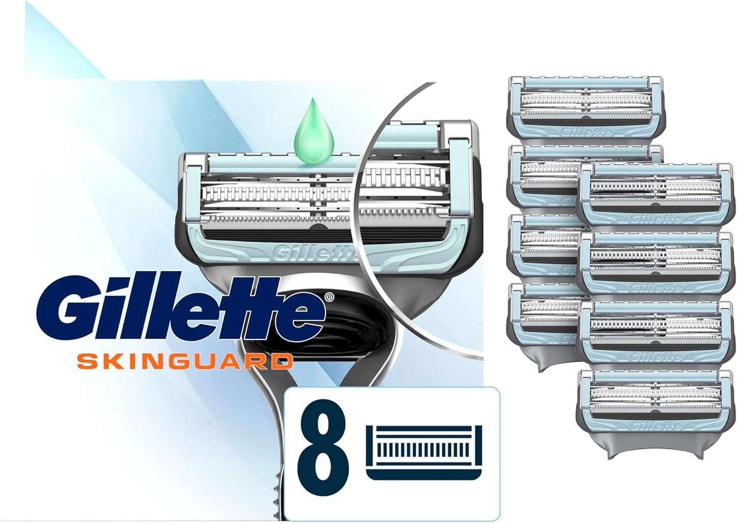 Gillette Skinguard Men's Razor Blade Refill, 8 Blade Refills , Sensitive Skin
