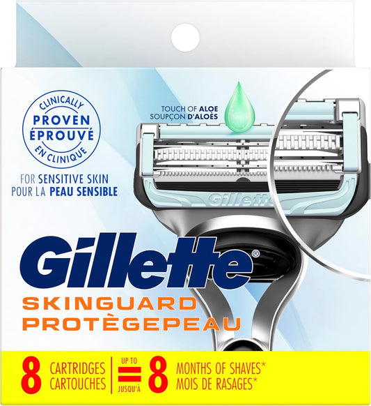 Gillette Skinguard Men's Razor Blade Refill, 8 Blade Refills , Sensitive Skin